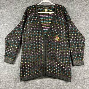 Kitty Hawk Vintage 80s Dark Academia Confetti Knit Zip Cardigan Women’s M/L